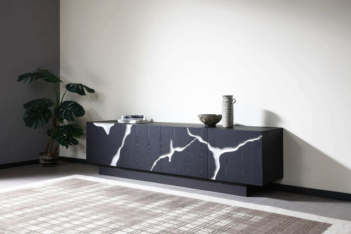 Aspen - Modern Matte Brown Ash & Silver TV Stand by VIG Furniture - View 2
