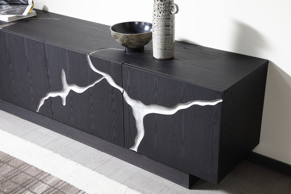 Aspen - Modern Matte Brown Ash & Silver TV Stand by VIG Furniture - View 4