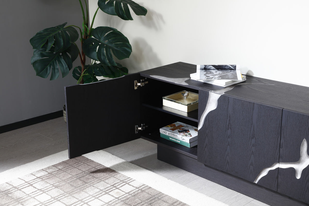 Aspen - Modern Matte Brown Ash & Silver TV Stand by VIG Furniture - View 5