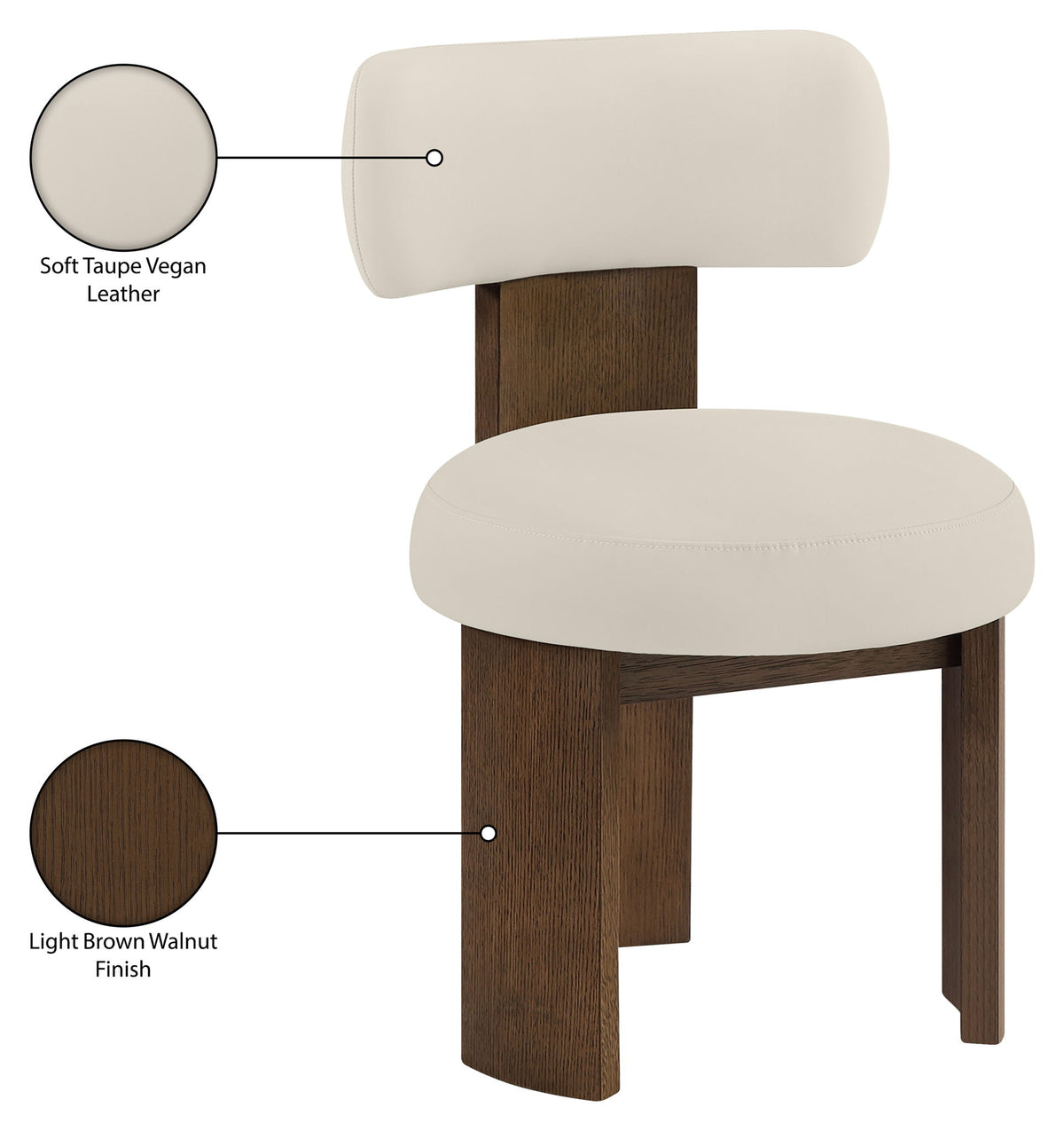 Atelier - Vegan Leather Upholstered Dining Chair (Set of 2) - Taupe / Painted Brown
