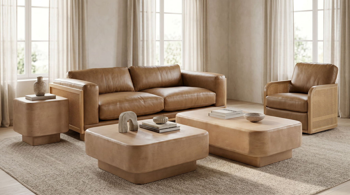 Danson - Modern Tan Leather + Wicker Sofa by VIG Furniture - View 10