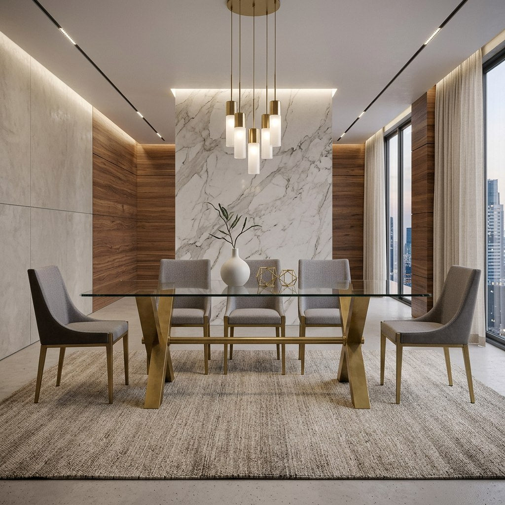 Dandy - Modern Golden & 15mm Glass Dining Table by VIG Furniture - View 14
