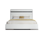 Eastern King Cartier - Modern White Vegan Leather + Stainless Steel Bedroom Set