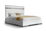 Eastern King Cartier - Modern White Vegan Leather + Stainless Steel Bedroom Set