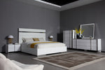 Eastern King Cartier - Modern White Vegan Leather + Stainless Steel Bedroom Set by VIG Furniture - View 1
