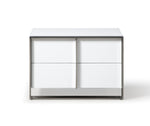 Eastern King Cartier - Modern White Vegan Leather + Stainless Steel Bedroom Set