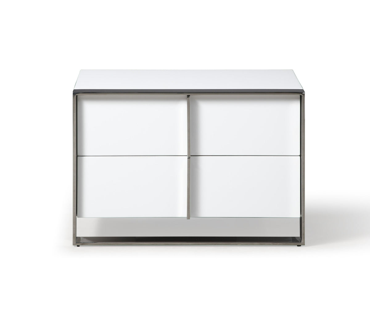 Eastern King Cartier - Modern White Vegan Leather + Stainless Steel Bedroom Set