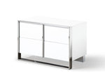 Eastern King Cartier - Modern White Vegan Leather + Stainless Steel Bedroom Set
