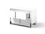 Eastern King Cartier - Modern White Vegan Leather + Stainless Steel Bedroom Set