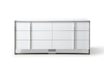 Eastern King Cartier - Modern White Vegan Leather + Stainless Steel Bedroom Set