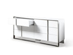 Eastern King Cartier - Modern White Vegan Leather + Stainless Steel Bedroom Set