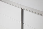 Eastern King Cartier - Modern White Vegan Leather + Stainless Steel Bedroom Set