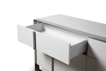 Eastern King Cartier - Modern White Vegan Leather + Stainless Steel Bedroom Set