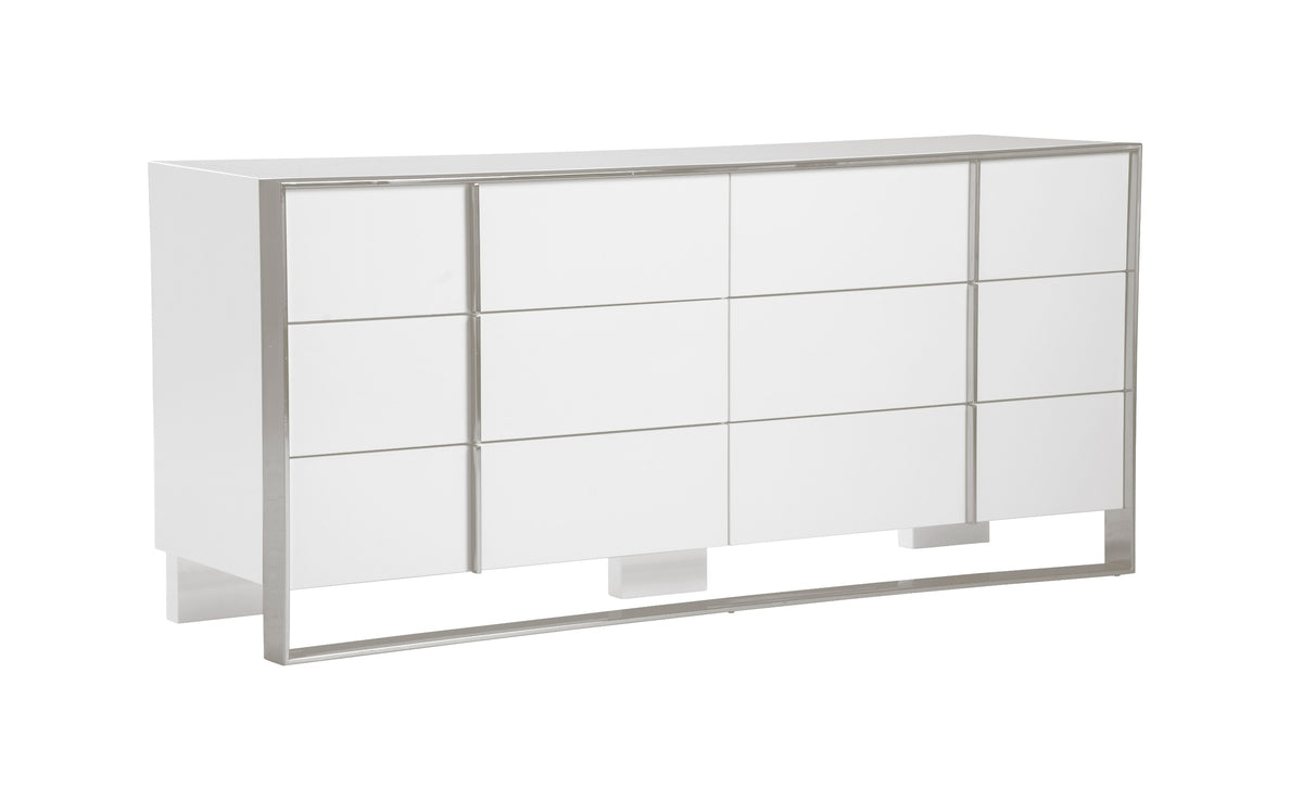Cartier - Modern White + Stainless Steel Dresser by VIG Furniture - View 5