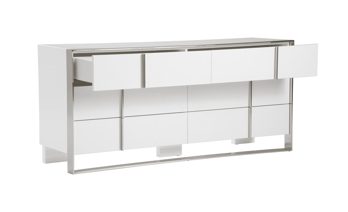 Cartier - Modern White + Stainless Steel Dresser by VIG Furniture - View 7