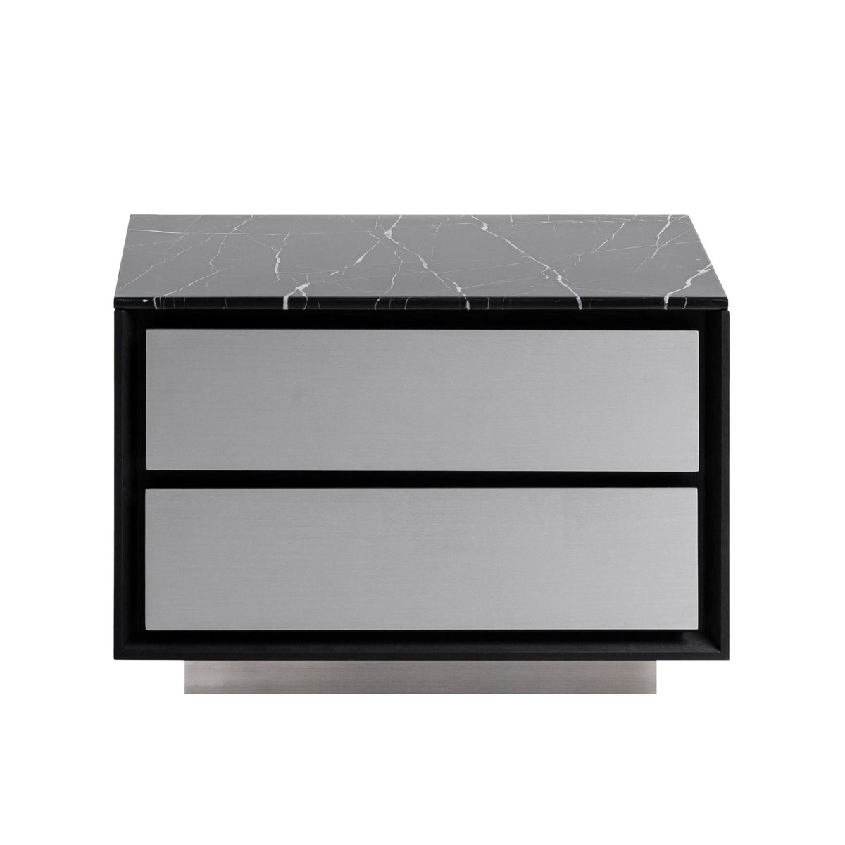 Concord - Modern Black Marble + Black Ash + Aluminum Nightstand by VIG Furniture - View 1