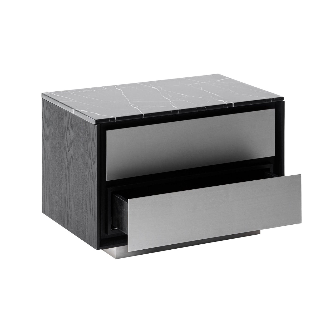 Concord - Modern Black Marble + Black Ash + Aluminum Nightstand by VIG Furniture - View 10