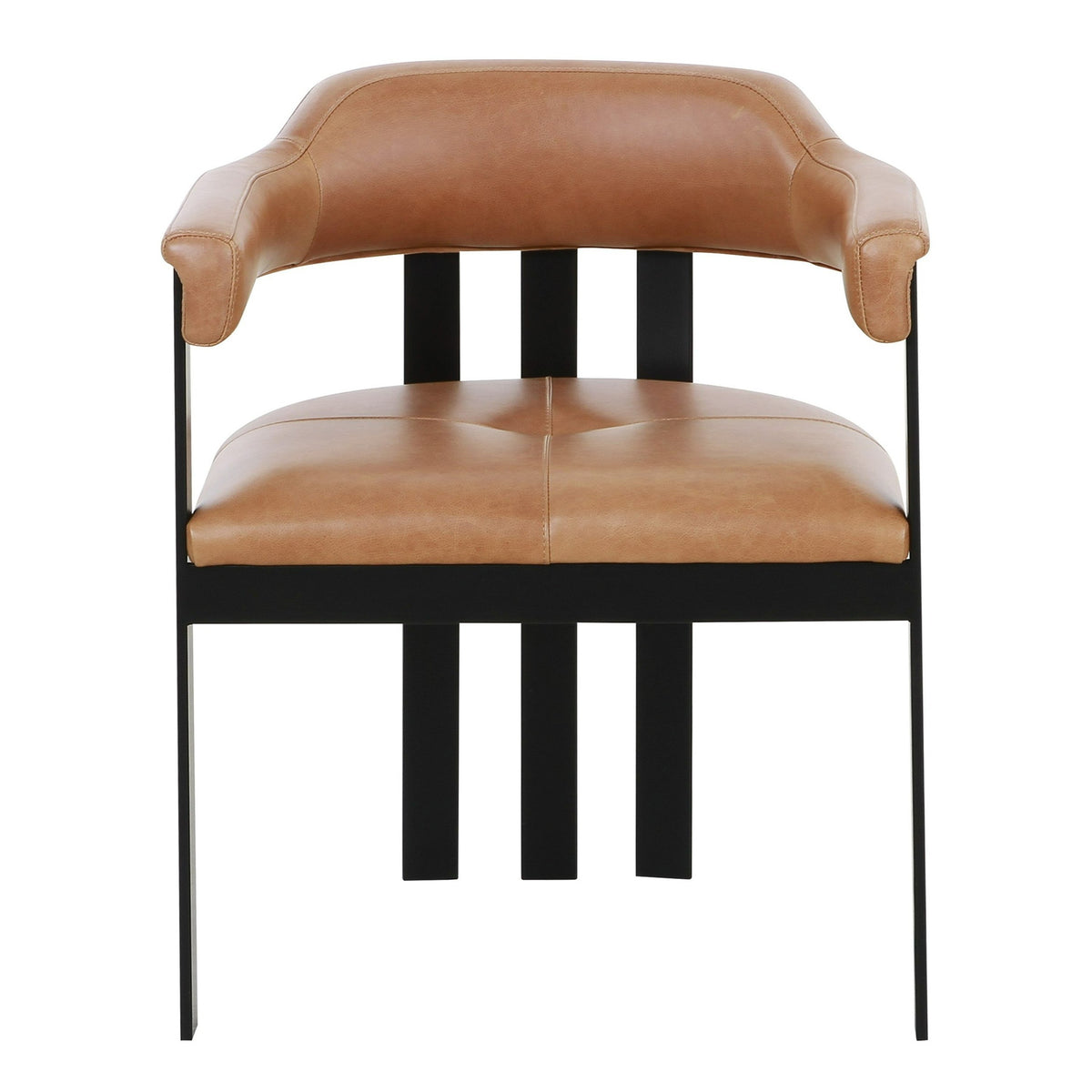 Hazen - Modern Camel Leather + Black Iron Dining Chair by VIG Furniture - View 2