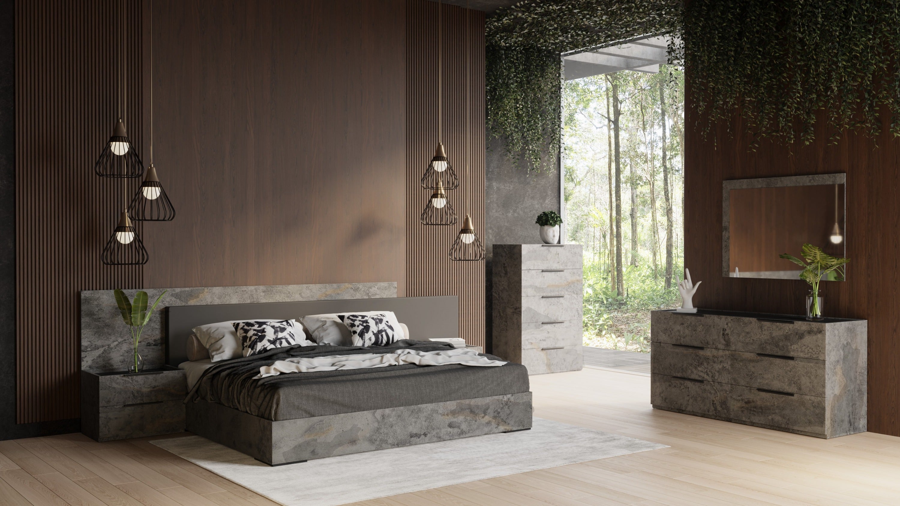 California King Ferrara - Modern Volcano Oxide Grey 4-Piece Bedroom Set by VIG Furniture - View 1