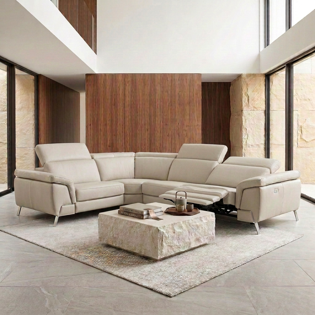 Mini Wonder - Italian Modern Grey Leather Sectional Sofa with Right Facing Recliner by VIG Furniture - View 14