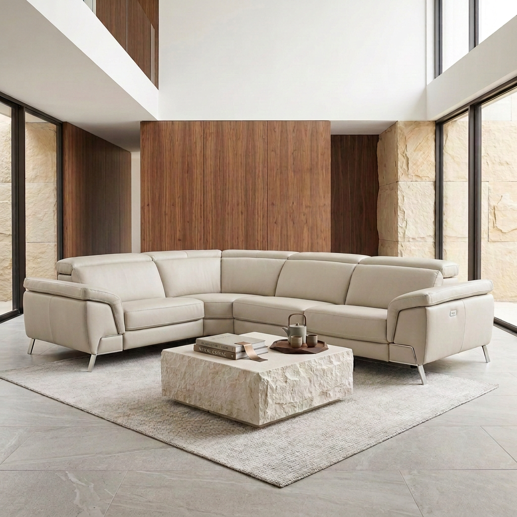 Mini Wonder - Italian Modern Grey Leather Sectional Sofa with Right Facing Recliner by VIG Furniture - View 15
