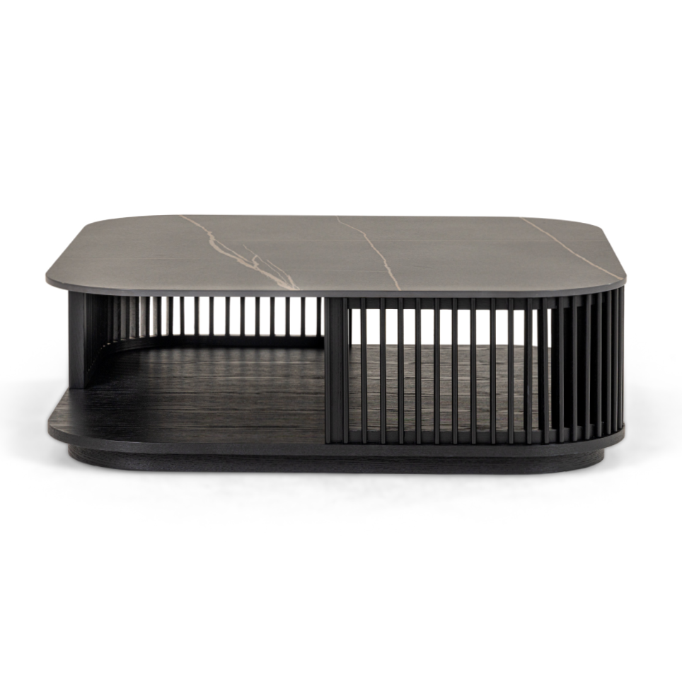 Chip - Modern Black Ceramic + Black Ash Square Coffee Table by VIG Furniture - View 1