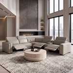 Frazier - Modern Light Grey Leather Sectional Sofa with 3 Recliners + Console by VIG Furniture - View 10