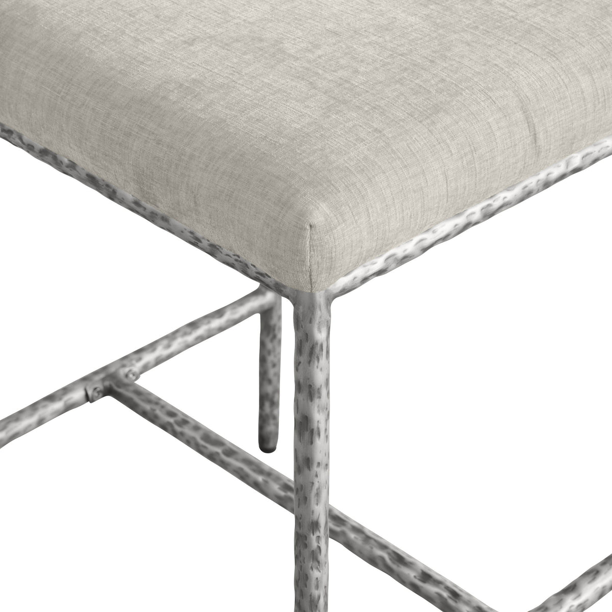 Reeves - Chenille Fabric Upholstered Counter Stool (Set of 2) - Silver Base
