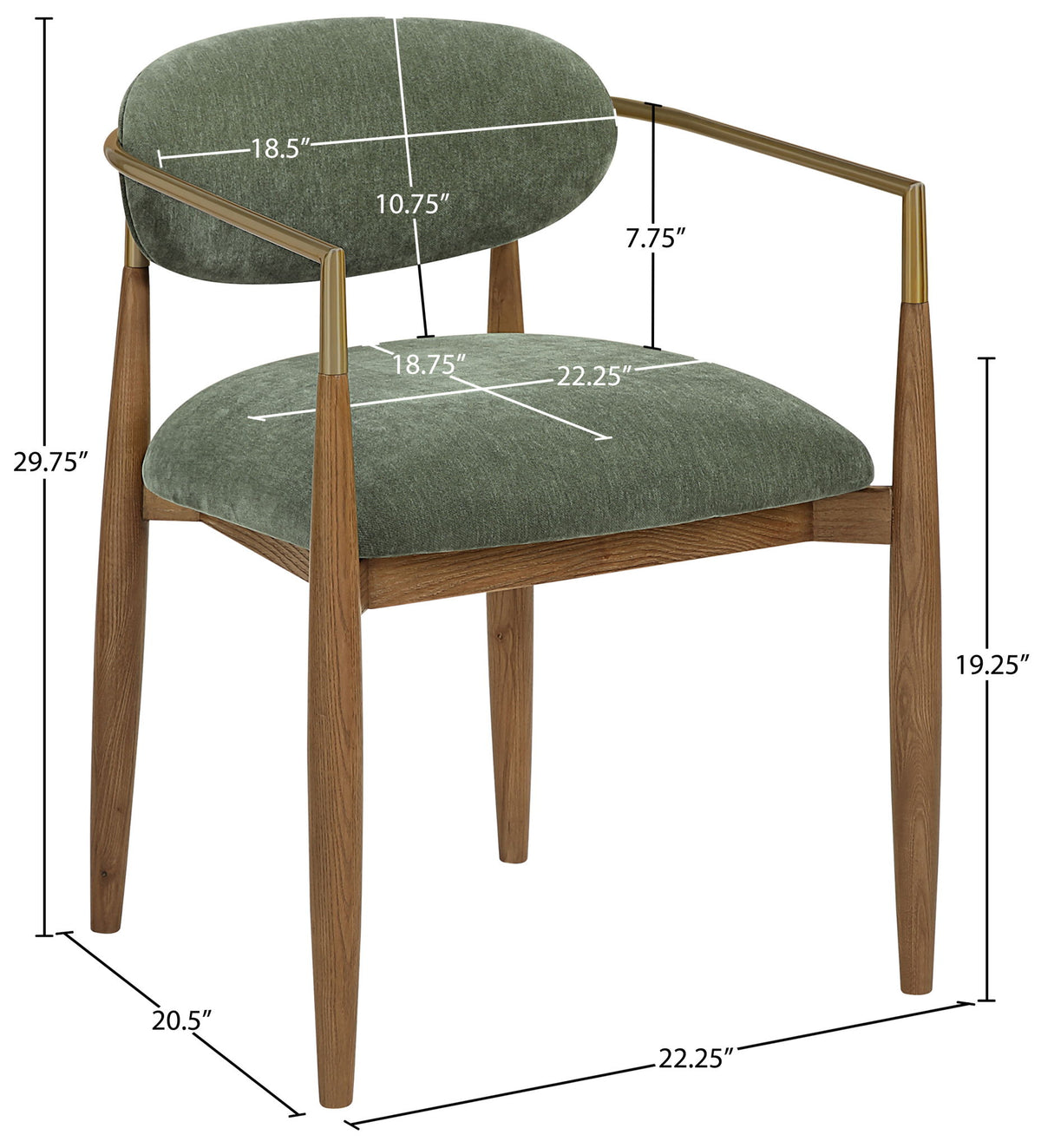 Riccio - Fabric Dining Arm Chair (Set of 2) - Walnut Frame