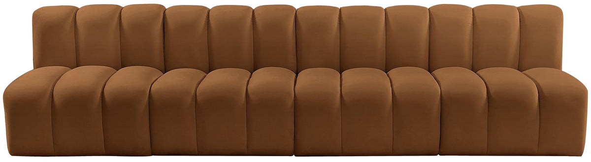 Arc - Velvet 4 Pieces Modular Sofa - Saddle
