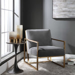 Hartigan - Accent Chair - Brass / Gray