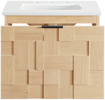 Leonardo - Engineered Stone And Solid Wood 24" Wall Mounted Bathroom Vanity
