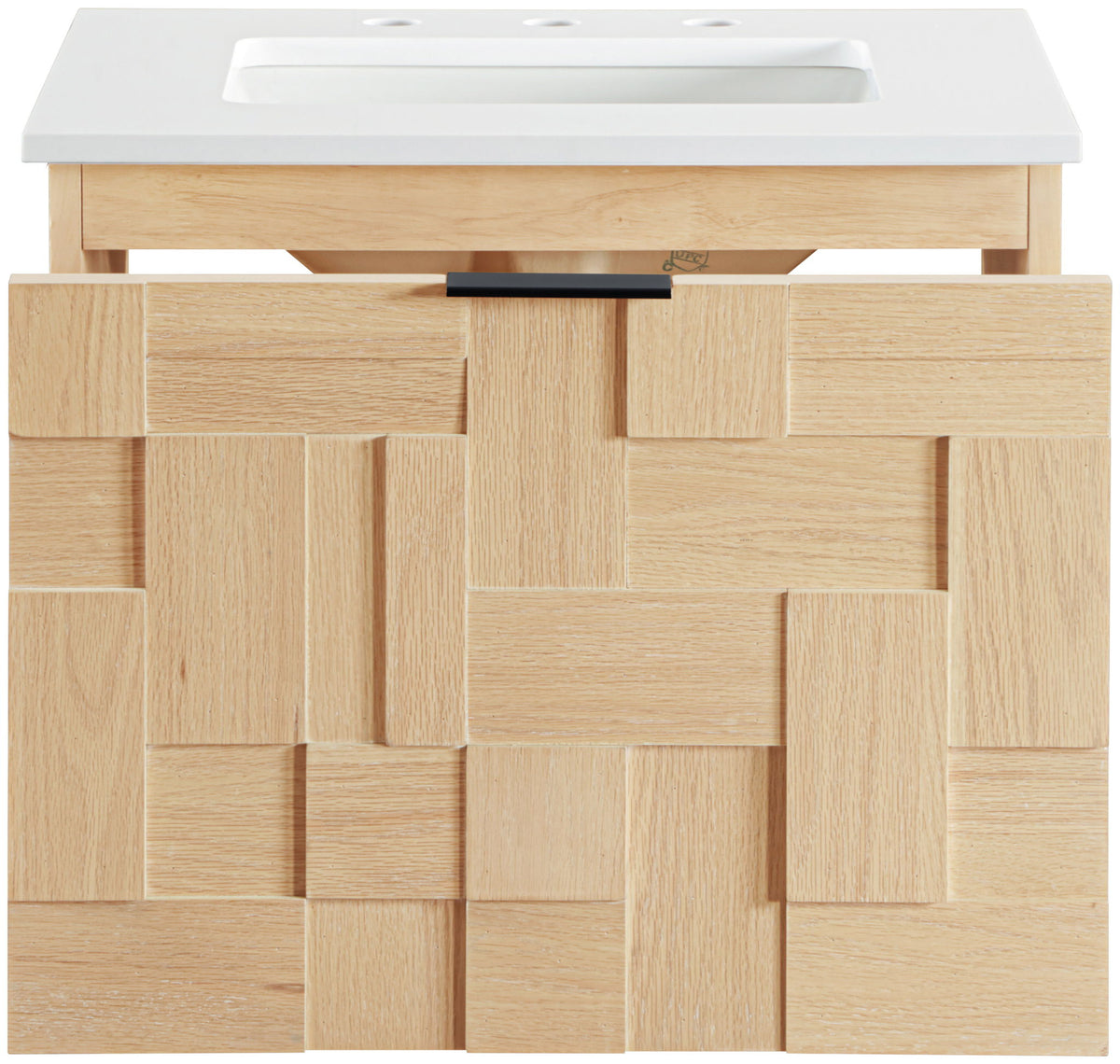 Leonardo - Engineered Stone And Solid Wood 24" Wall Mounted Bathroom Vanity