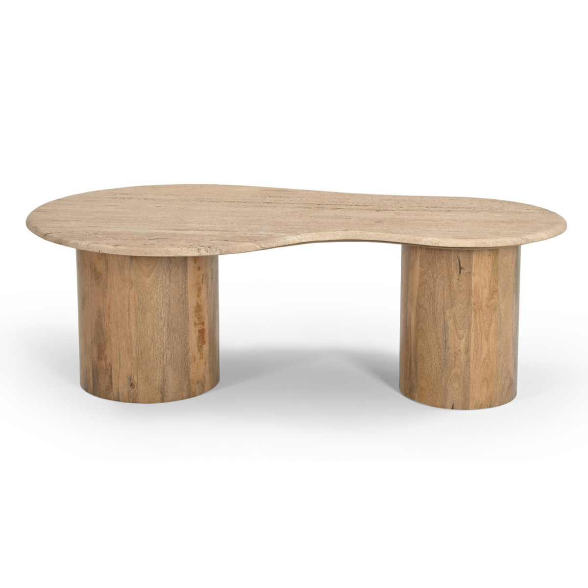 Sanford - Modern Travertine Marble + Wood Freeform Coffee Table by VIG Furniture - View 1