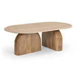 Kellison - Modern Travertine Marble + Wood Oval Coffee Table by VIG Furniture - View 2