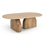 Kellison - Modern Travertine Marble + Wood Oval Coffee Table by VIG Furniture - View 4