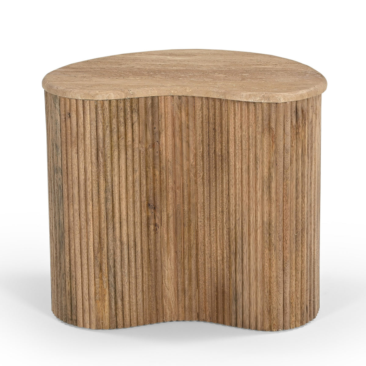 Matador - Modern Travertine Marble + Wood Freeform Coffee Table Set by VIG Furniture - View 2