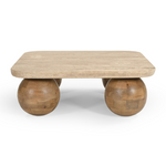 Seadrift - Modern Travertine Marble + Wood Square Coffee Table by VIG Furniture - View 1