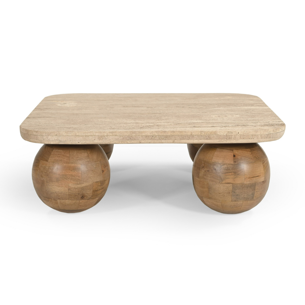 Seadrift - Modern Travertine Marble + Wood Square Coffee Table by VIG Furniture - View 1