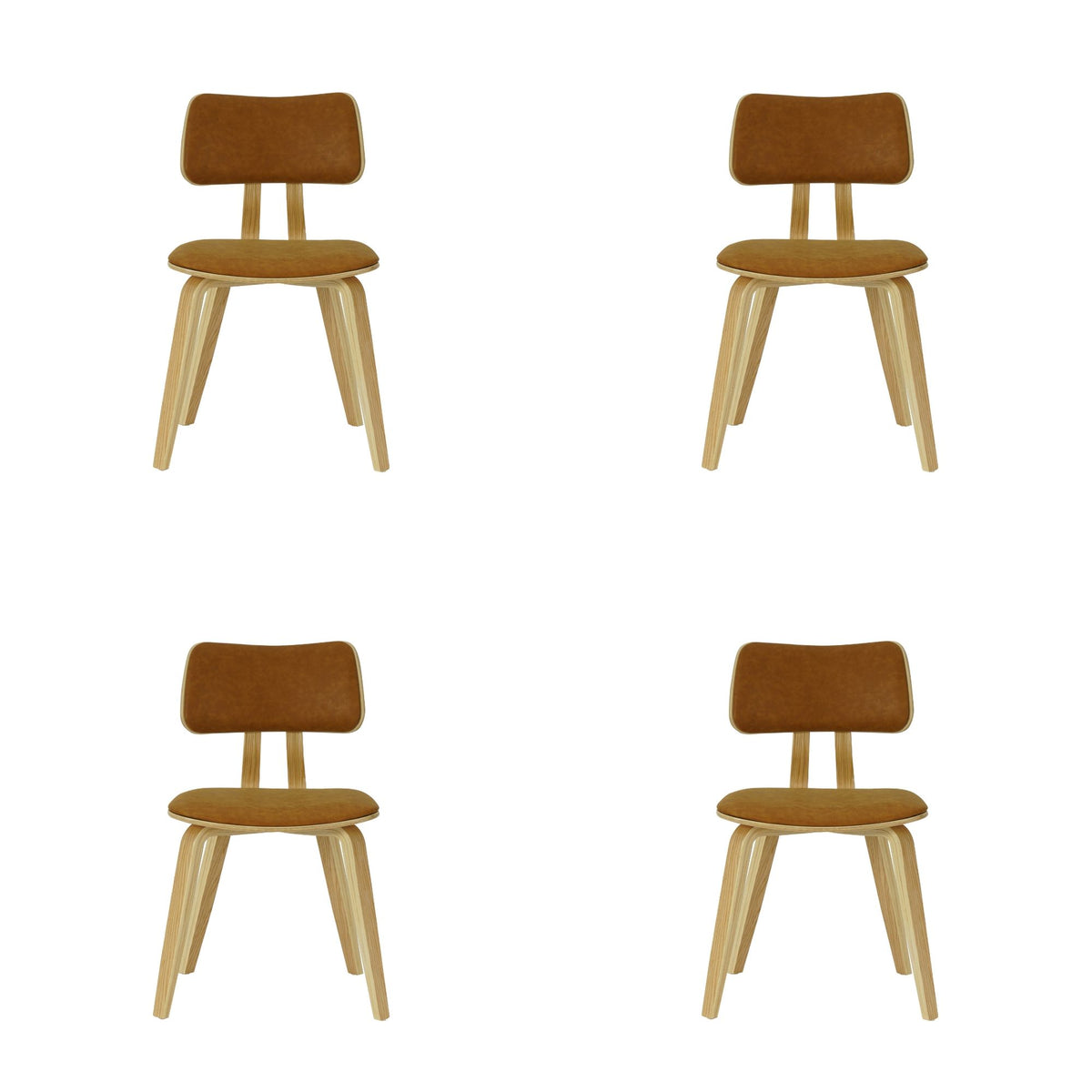Jaguar - Curved Back Wood Dining Chair With Faux Leather Seat