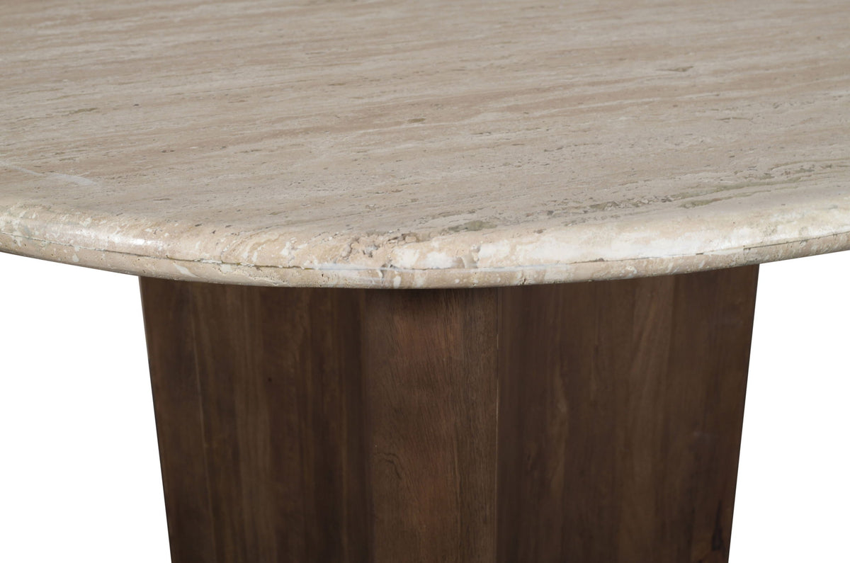 Pietra - Travertine And Mango Wood Dining Table
