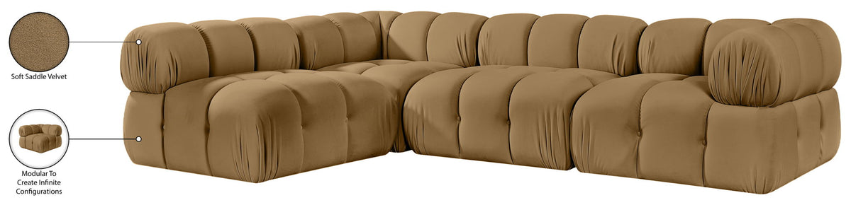 Orin - Fabric Velvet 4 Piece Modular Sectional