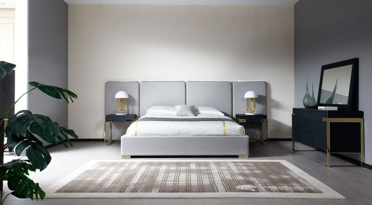 Athena & Rothsay - Modern Grey Fabric + Wenge + Gold Bedroom Set by VIG Furniture - View 19
