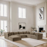 Shaggy - Fabric 7 Piece Modular U-Shaped Sectional With Ottoman