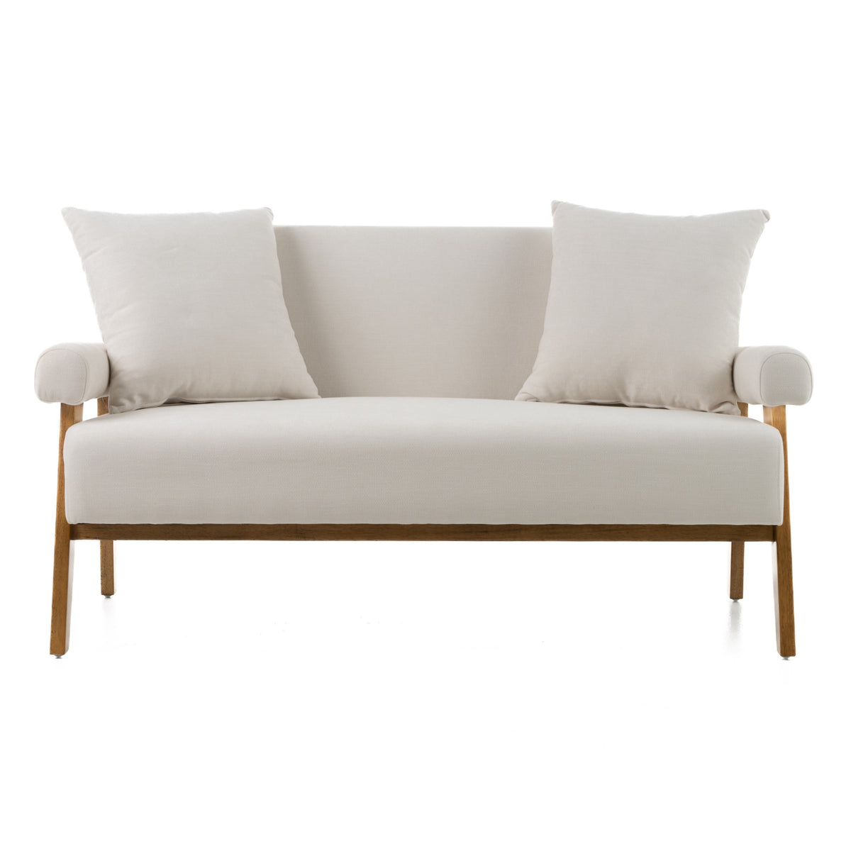 Cynthia - Modern White Fabric + Wood Loveseat by VIG Furniture - View 1