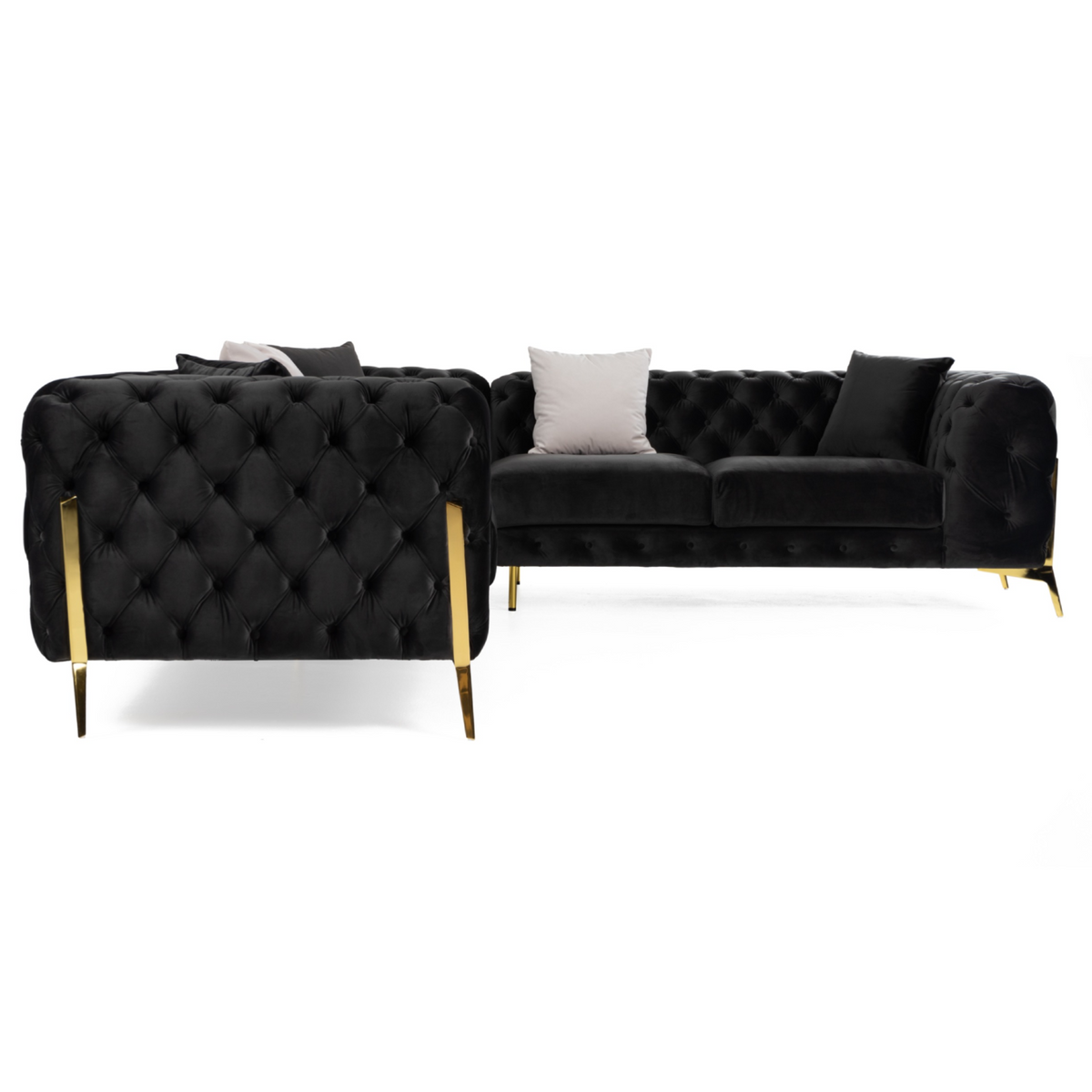 Clarice - Transitional Black Velvet Sectional Sofa by VIG Furniture - View 3