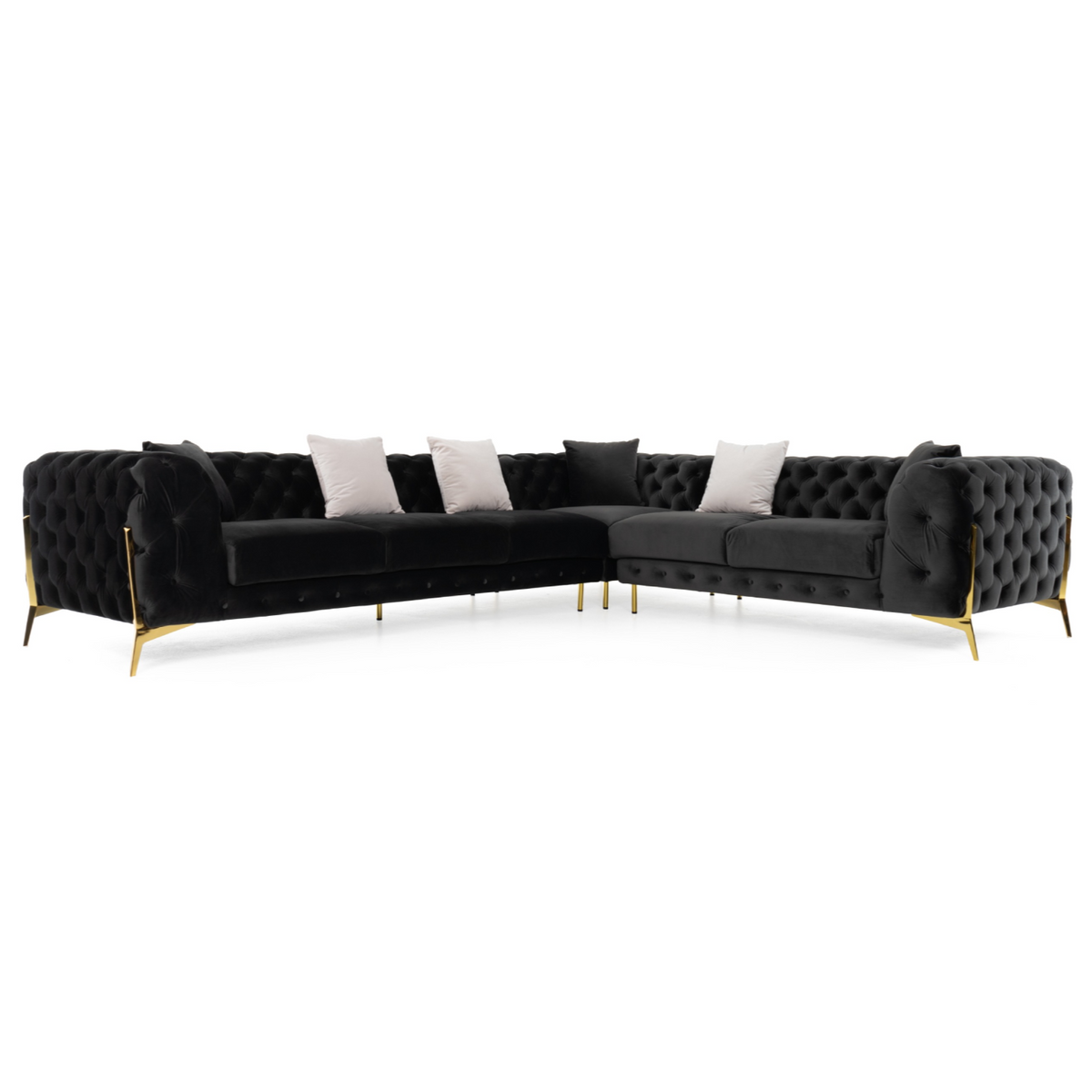 Clarice - Transitional Black Velvet Sectional Sofa by VIG Furniture - View 1