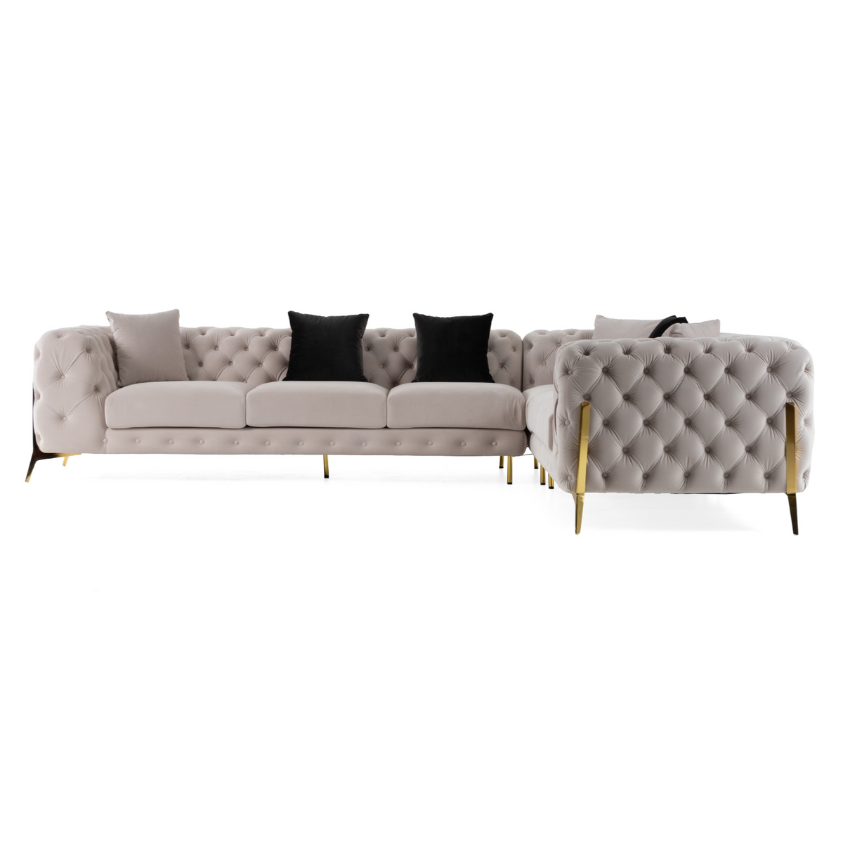 Clarice - Transitional Light Beige Velvet Sectional Sofa by VIG Furniture - View 3