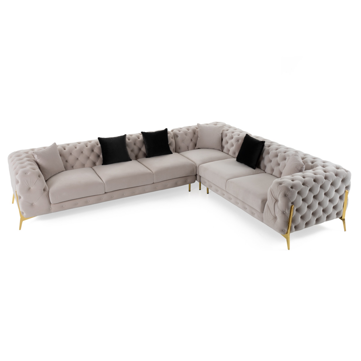 Clarice - Transitional Light Beige Velvet Sectional Sofa by VIG Furniture - View 1