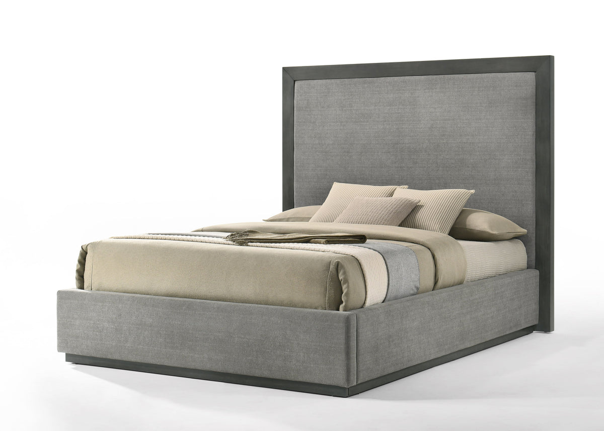 Eastern King Santa Barbara - Modern Grey Fabric + Grey Wash Bed by VIG Furniture - View 1